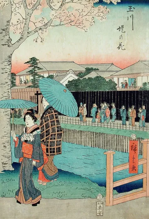 Framed Print : Flowers Beside the Tamagawa-Zutsumi (image 1 of 3), c1856. Creator: Ando Hiroshige Framed Print : Flowers Beside the Tamagawa-Zutsumi (image 1 of 3), c1856. Creator: Ando Hiroshige