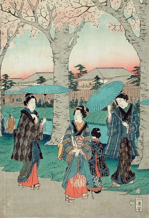 Framed Print : Flowers Beside the Tamagawa-Zutsumi (image 2 of 3), c1856. Creator: Ando Hiroshige Framed Print : Flowers Beside the Tamagawa-Zutsumi (image 2 of 3), c1856. Creator: Ando Hiroshige