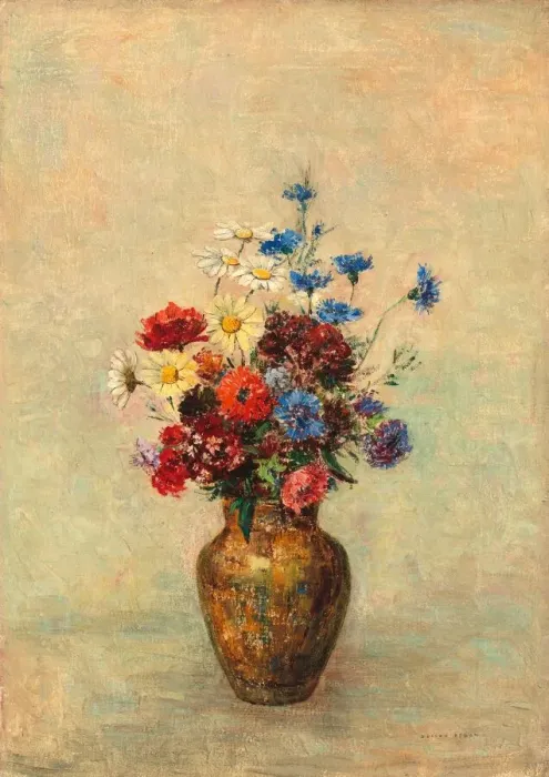 Framed Print : Flowers in a Vase, c. 1910. Creator: Odilon Redon Framed Print : Flowers in a Vase, c. 1910. Creator: Odilon Redon
