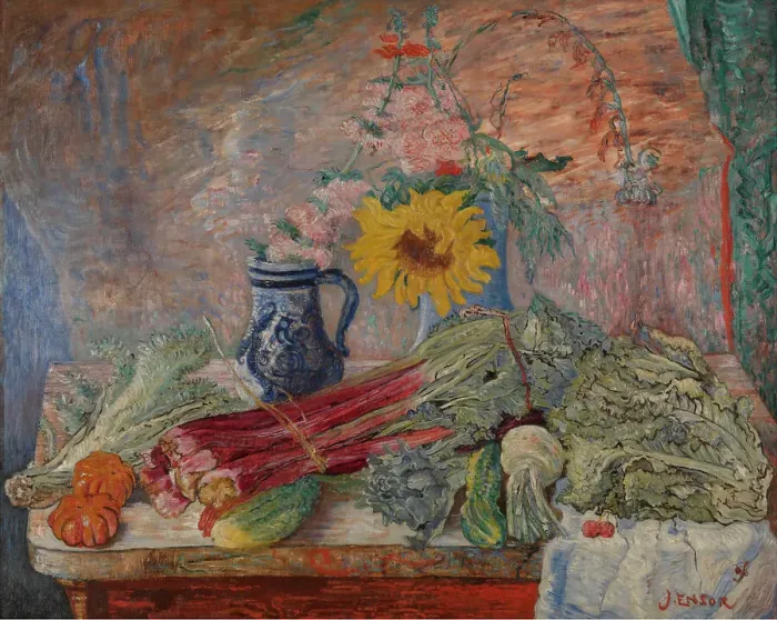 Framed Print : Flowers and Vegetables, 1896. Creator: James Ensor Framed Print : Flowers and Vegetables, 1896. Creator: James Ensor