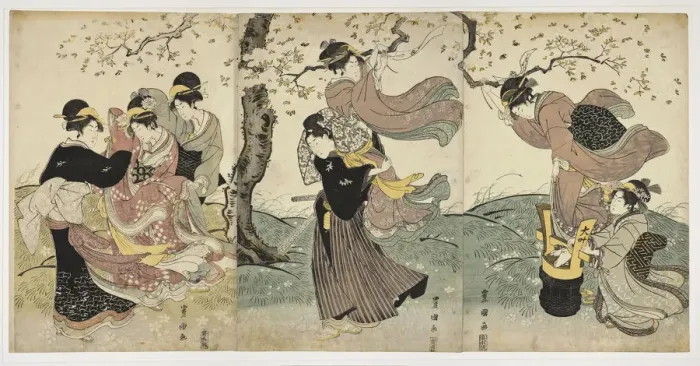Framed Print : Flowers in the Wind, c. 1797-1800. Artist: Toyokuni, Utagawa (1769-1825) Framed Print : Flowers in the Wind, c. 1797-1800. Artist: Toyokuni, Utagawa (1769-1825)