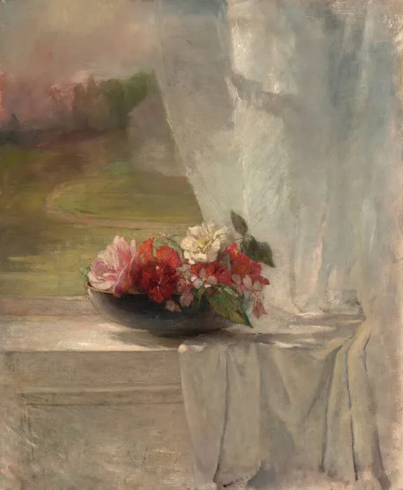 Framed Print : Flowers on a Window Ledge, c. 1861. Creator: John La Farge Framed Print : Flowers on a Window Ledge, c. 1861. Creator: John La Farge