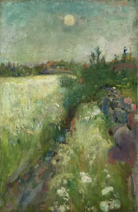 Framed Print : Flowery Meadow at Veierland, 1887. Creator: Edvard Munch Framed Print : Flowery Meadow at Veierland, 1887. Creator: Edvard Munch