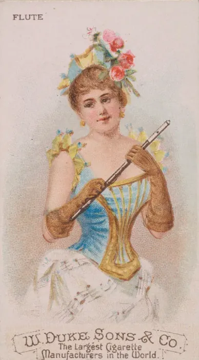 Framed Print : Flute, from the Musical Instruments series (N82) for Duke brand cigarettes, 1888. 1888 Framed Print : Flute, from the Musical Instruments series (N82) for Duke brand cigarettes, 1888. 1888
