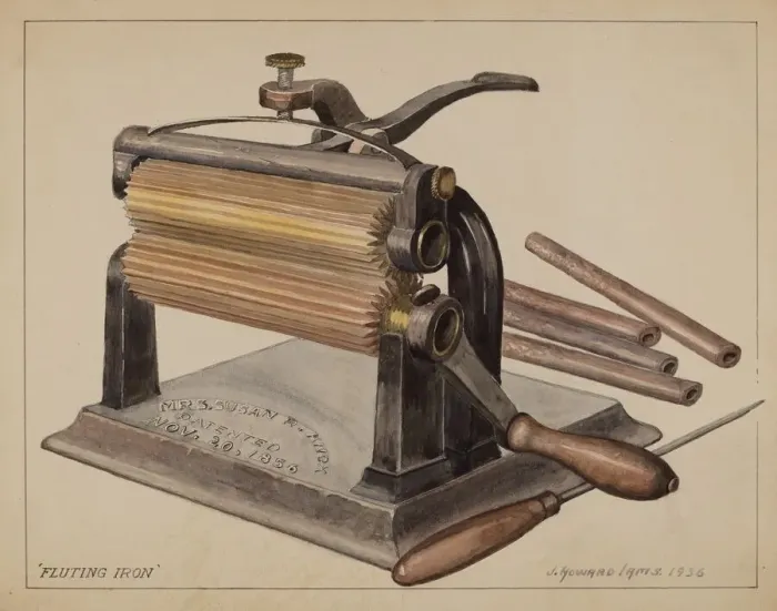 Framed Print : Fluting Iron, 1936. Creator: J. Howard Iams Framed Print : Fluting Iron, 1936. Creator: J. Howard Iams