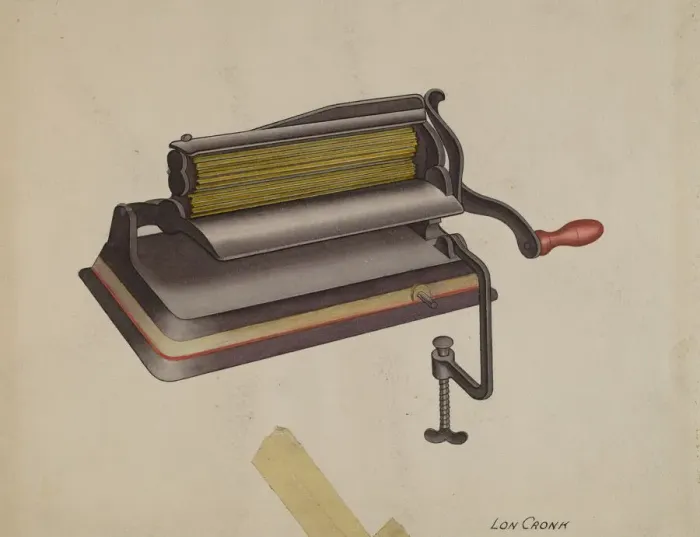 Framed Print : Fluting Iron, c. 1941. Creator: Lon Cronk Framed Print : Fluting Iron, c. 1941. Creator: Lon Cronk