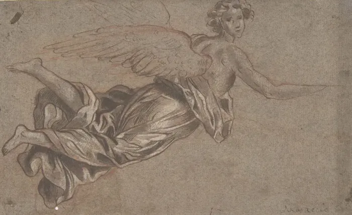 Framed Print : Flying Angel, 17th century. Creator: Anon Framed Print : Flying Angel, 17th century. Creator: Anon
