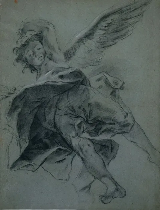 Framed Print : A Flying Angel (recto), 1723-1727. Creator: Giovanni Battista Piazzetta (Italian, 1682-1754) Framed Print : A Flying Angel (recto), 1723-1727. Creator: Giovanni Battista Piazzetta (Italian, 1682-1754)