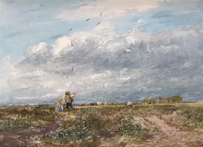 Framed Print : Flying the Kite, 1852. Artist: David Cox the elder Framed Print : Flying the Kite, 1852. Artist: David Cox the elder