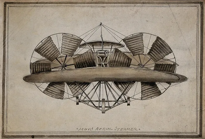 Framed Print : The flying machine of Thomas Moy, late 19th century. Creator: Unknown Framed Print : The flying machine of Thomas Moy, late 19th century. Creator: Unknown