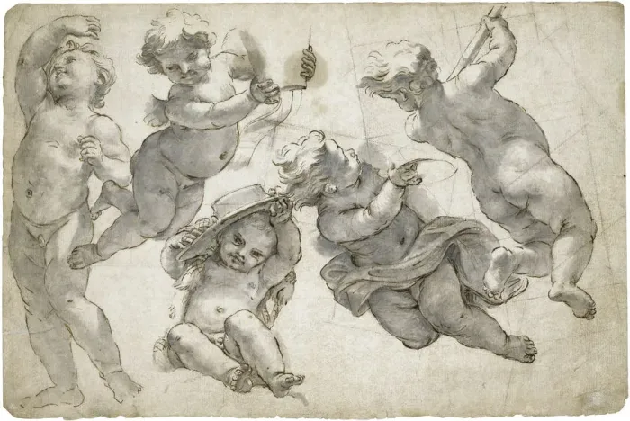 Framed Print : Five flying putti Framed Print : Five flying putti