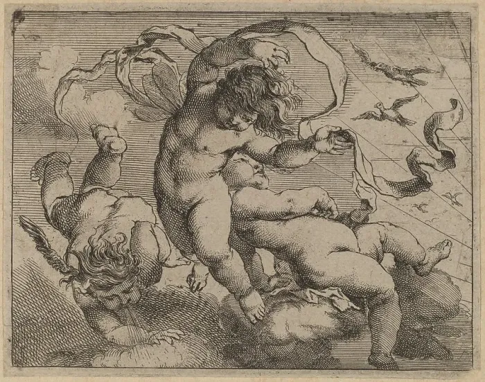 Framed Print : Three Flying Putti. Creator: Cornelis Schut I Framed Print : Three Flying Putti. Creator: Cornelis Schut I