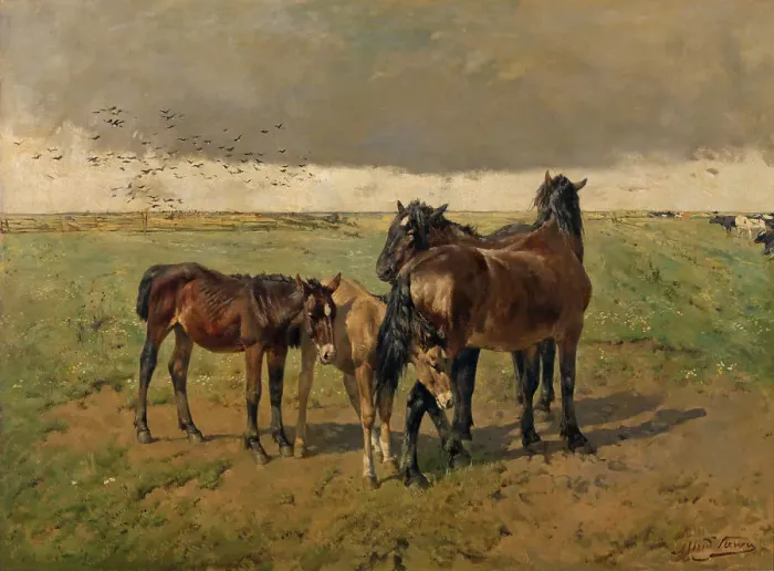 Framed Print : Foals in the Paddock, mid-late 19th century. Creator: Alfred Verwee Framed Print : Foals in the Paddock, mid-late 19th century. Creator: Alfred Verwee