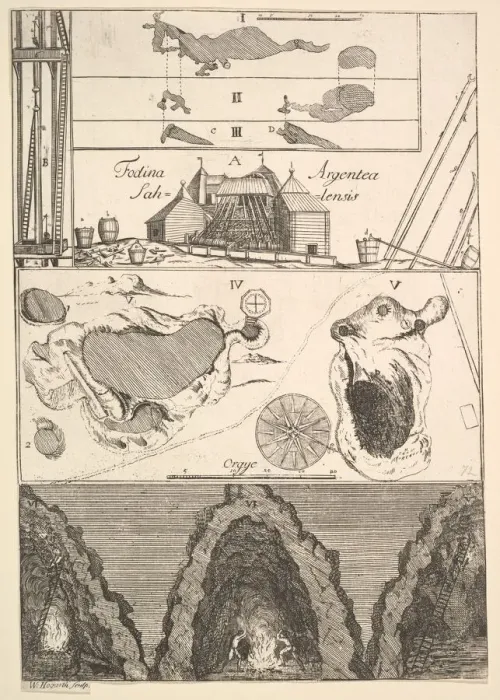 Framed Print : Fodina argentea Sahlensis - A Silver Mine at Sala - I (from Aubry de La Mottrayes Framed Print : Fodina argentea Sahlensis - A Silver Mine at Sala - I (from Aubry de La Mottrayes