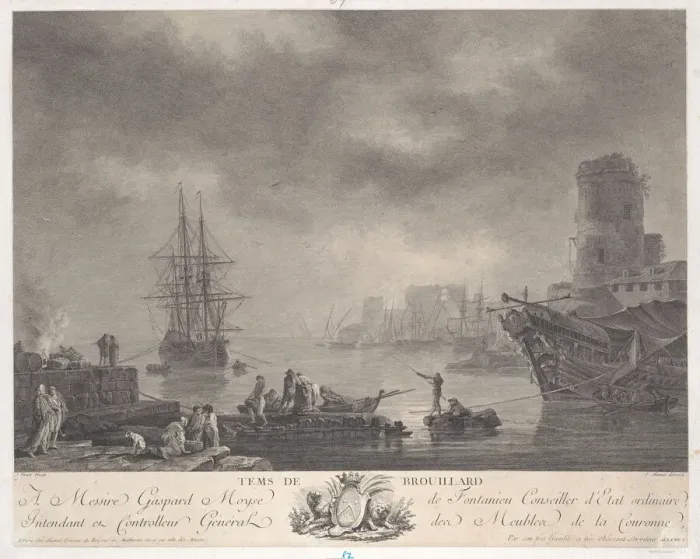Framed Print : Foggy Weather, ca. 1767. Creator: Jacques Aliamet Framed Print : Foggy Weather, ca. 1767. Creator: Jacques Aliamet