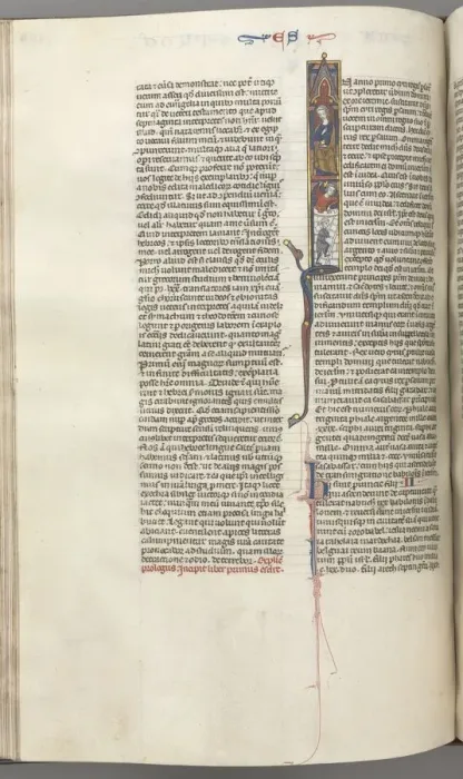 Framed Print : Fol. 174v, Ezra, historiated initial I, Cyrus directing the building of the Temple, c Framed Print : Fol. 174v, Ezra, historiated initial I, Cyrus directing the building of the Temple, c