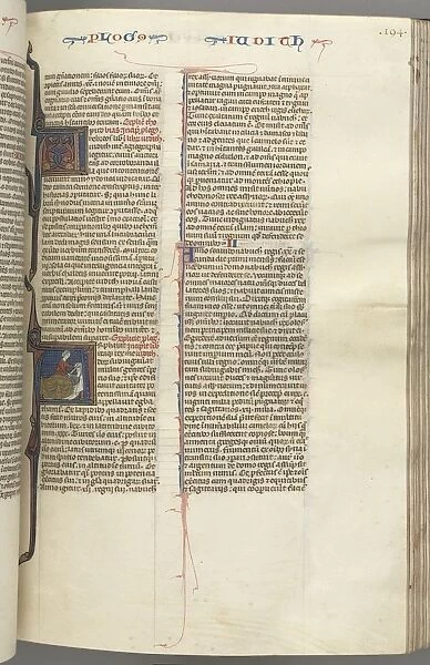Fol. 194r, Judith, historiated initial A, Judith beheading Holofernes, c. 1275-1300