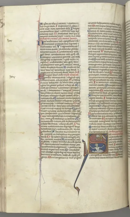 Framed Print : Fol. 224v, Psalm 68, historiated initial S, David in the water appealing to God above, c Framed Print : Fol. 224v, Psalm 68, historiated initial S, David in the water appealing to God above, c