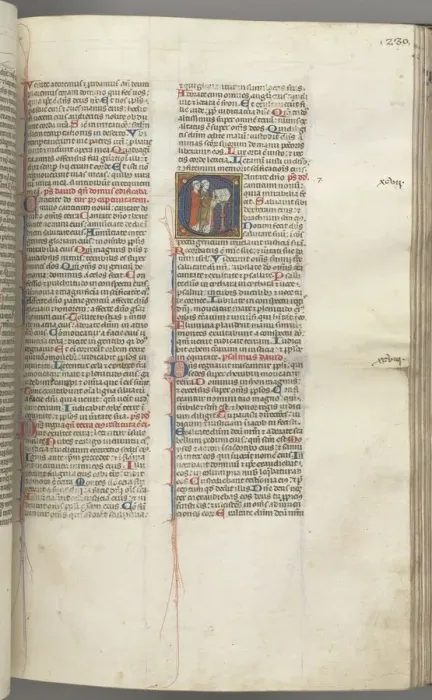 Framed Print : Fol. 230r, Psalm 97, historiated initial C, two clerics singing at a lectern. c Framed Print : Fol. 230r, Psalm 97, historiated initial C, two clerics singing at a lectern. c