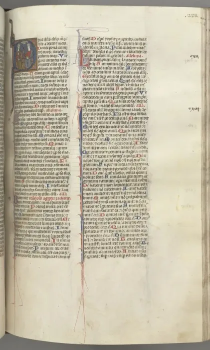 Framed Print : Fol. 233r, Psalm 109, historiated initial D, God the Father and Son... c. 1275-1300 Framed Print : Fol. 233r, Psalm 109, historiated initial D, God the Father and Son... c. 1275-1300
