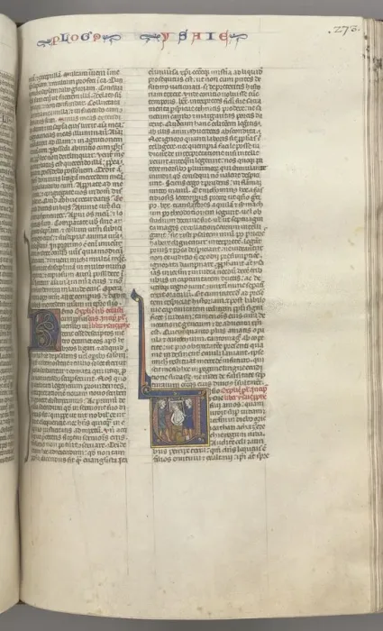 Framed Print : Fol. 273r, Isaiah, historiated initial V, the martyrdom of Isaiah, c. 1275-1300. Creator: Unknown Framed Print : Fol. 273r, Isaiah, historiated initial V, the martyrdom of Isaiah, c. 1275-1300. Creator: Unknown
