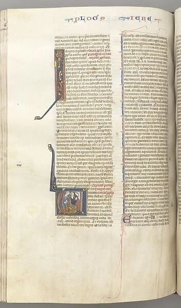 Fol. 292v, Jeremiah, historiated initial V, the stoning of Jeremiah, c. 1275-1300