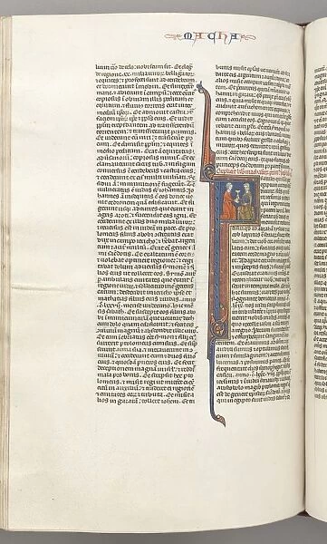 Fol. 382v, Maccabees II, historiated initial F, a golden chalice presented to a Jew, c