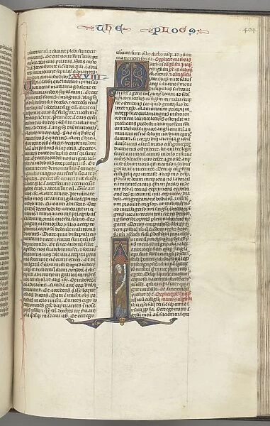Fol. 404r, Mark, historiated initial I, Mark standing with a scroll, c. 1275-1300
