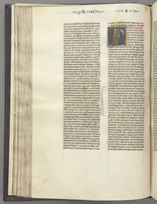 Framed Print : Fol. 76v, Joshua, historiated initial E, Joshua with a scroll kneeling before God, c Framed Print : Fol. 76v, Joshua, historiated initial E, Joshua with a scroll kneeling before God, c