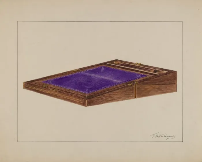 Framed Print : Folding Desk, c. 1937. Creator: Thomas Holloway Framed Print : Folding Desk, c. 1937. Creator: Thomas Holloway