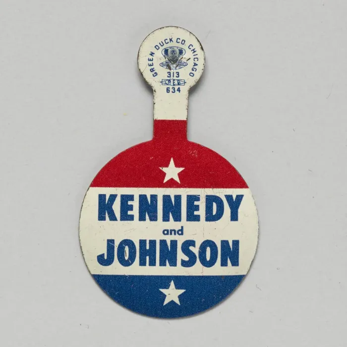 Framed Print : Folding tab button for Kennedy - Johnson 1960 presidential campaign, 1960 Framed Print : Folding tab button for Kennedy - Johnson 1960 presidential campaign, 1960