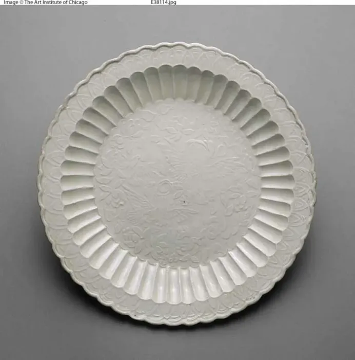 Framed Print : Foliated Dish with Mandarin Ducks, Jin dynasty (1115-1234). Creator: Unknown Framed Print : Foliated Dish with Mandarin Ducks, Jin dynasty (1115-1234). Creator: Unknown