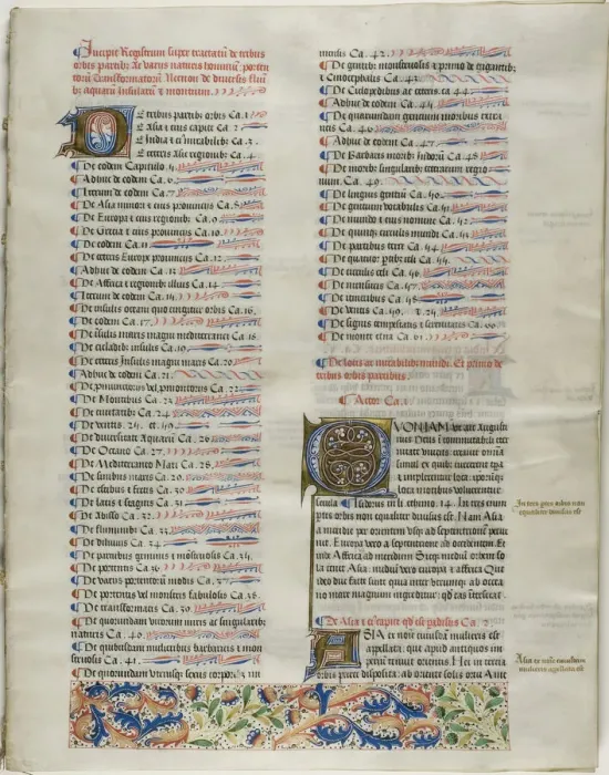Framed Print : Folio One from Burchard of Sions De locis ac mirabilibus mundi, or an Illuminated Geog... c. 1460. Creator: Burchard of Mount Sion Framed Print : Folio One from Burchard of Sions De locis ac mirabilibus mundi, or an Illuminated Geog... c. 1460. Creator: Burchard of Mount Sion