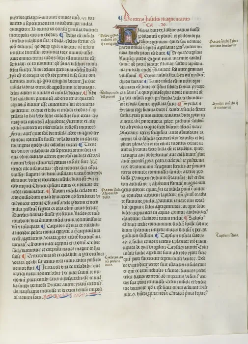 Framed Print : Folio Six from Burchard of Sions De locis ac mirabilibus mundi, or an Illuminated Geog... c. 1460. Creator: Burchard of Mount Sion Framed Print : Folio Six from Burchard of Sions De locis ac mirabilibus mundi, or an Illuminated Geog... c. 1460. Creator: Burchard of Mount Sion