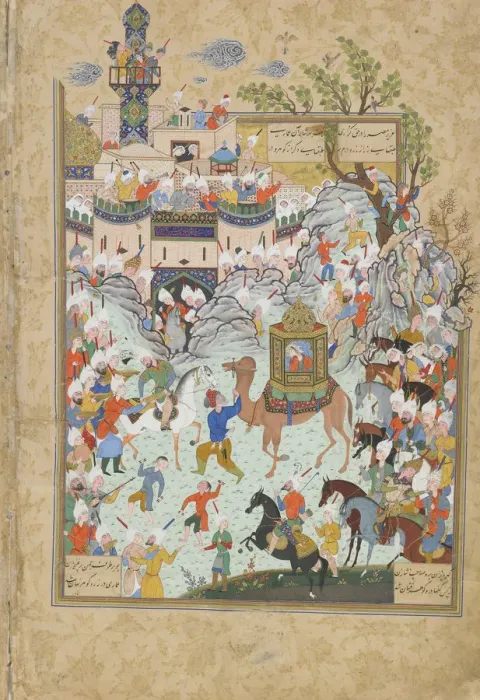 Framed Print : Folio from Haft Awrang (Seven Thrones) by Jami, 1550s. Artist: Iranian master Framed Print : Folio from Haft Awrang (Seven Thrones) by Jami, 1550s. Artist: Iranian master