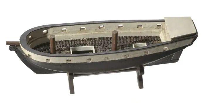 Framed Print : Folk art model of a slave ship on stand, 1890-1950. Creator: Unknown Framed Print : Folk art model of a slave ship on stand, 1890-1950. Creator: Unknown