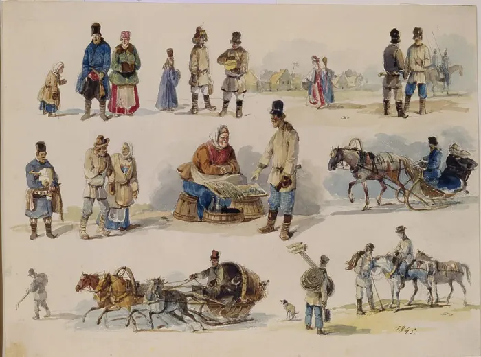 Framed Print : Folk Types of Russia, 1845. Artist: Kolmann, Karl Ivanovich (1786-1846) Framed Print : Folk Types of Russia, 1845. Artist: Kolmann, Karl Ivanovich (1786-1846)