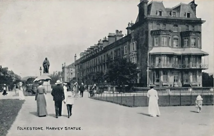 Framed Print : Folkestone. Harvey Statue, late 19th-early 20th century Framed Print : Folkestone. Harvey Statue, late 19th-early 20th century