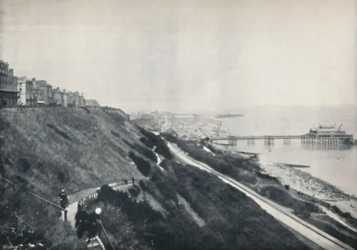 Framed Print : Folkestone - View Showing the Lees and the Pier, 1895 Framed Print : Folkestone - View Showing the Lees and the Pier, 1895