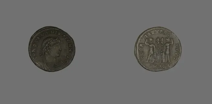 Framed Print : Follis (Coin) Portraying Emperor Constantine II as Caesar, 333-335. Creator: Unknown Framed Print : Follis (Coin) Portraying Emperor Constantine II as Caesar, 333-335. Creator: Unknown