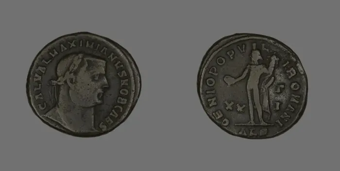 Framed Print : Follis (Coin) Portraying Emperor Galerius, about 301. Creator: Unknown Framed Print : Follis (Coin) Portraying Emperor Galerius, about 301. Creator: Unknown