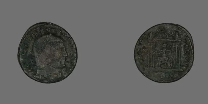 Framed Print : Follis (Coin) Portraying Emperor Maxentius, 309-312. Creator: Unknown Framed Print : Follis (Coin) Portraying Emperor Maxentius, 309-312. Creator: Unknown
