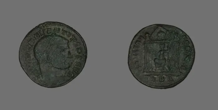 Framed Print : Follis (Coin) Portraying Emperor Maxentius, 308-310. Creator: Unknown Framed Print : Follis (Coin) Portraying Emperor Maxentius, 308-310. Creator: Unknown