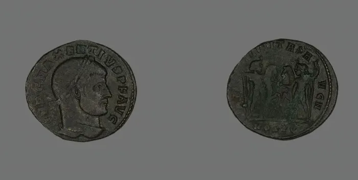 Framed Print : Follis (Coin) Portraying Emperor Maxentius, 309-312. Creator: Unknown Framed Print : Follis (Coin) Portraying Emperor Maxentius, 309-312. Creator: Unknown