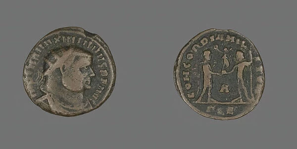 Follis (Coin) Portraying Emperor Maximian, about 296-297. Creator: Unknown