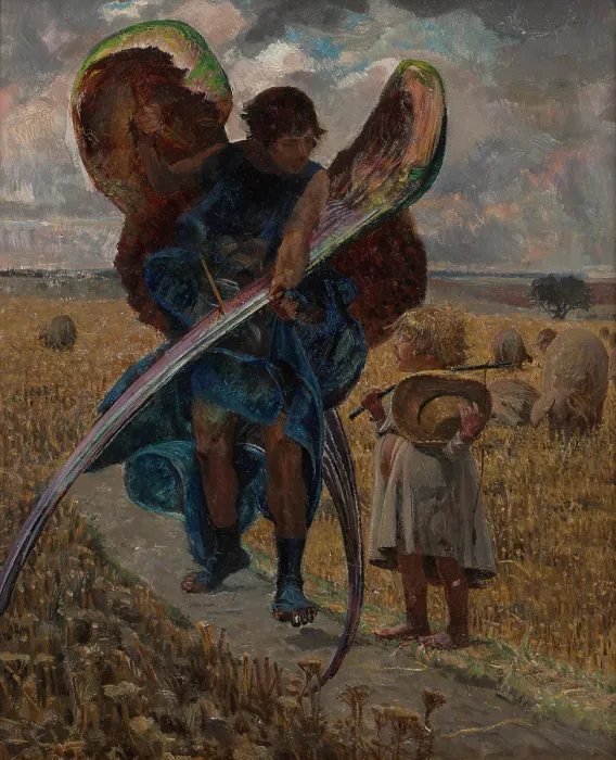Framed Print : Following the Angel-Triptych (Central Part), 1901. Creator: Jacek Malczewski Framed Print : Following the Angel-Triptych (Central Part), 1901. Creator: Jacek Malczewski