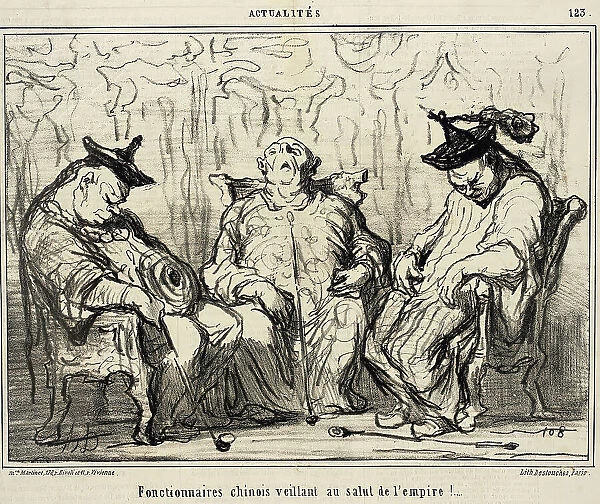 Fonctionnaires chinois veillant au salut de l'empire!, 1859. Creator: Honore Daumier