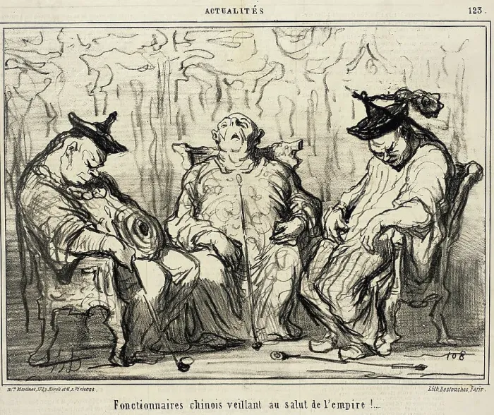 Framed Print : Fonctionnaires chinois veillant au salut de l'empire!, 1859. Creator: Honore Daumier