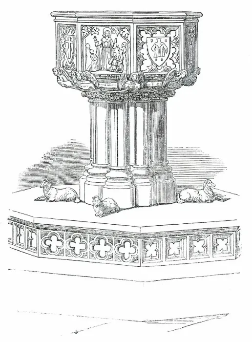 Framed Print : The Font, Church of St. Stephen, Rochester-Row, Westminster, 1850. Creator: Unknown Framed Print : The Font, Church of St. Stephen, Rochester-Row, Westminster, 1850. Creator: Unknown