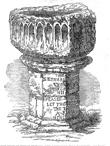 The Font in which Edward the Confessor was baptised, at Islip, 1854. Creator: Unknown